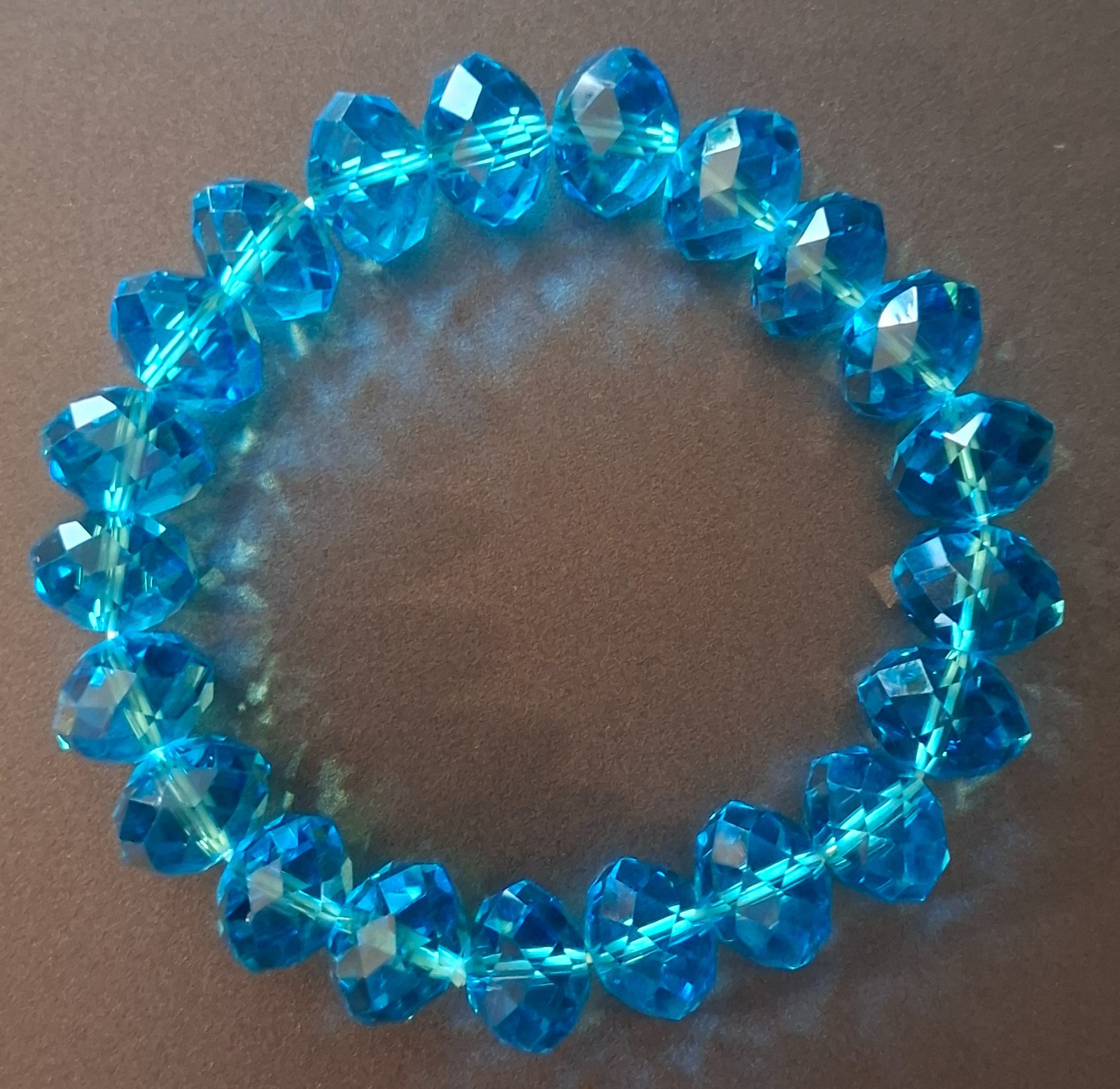 Vintage Jewelry Rondelle Faceted Dark Blue Crystal Bead Stretch Elastic Bracelet