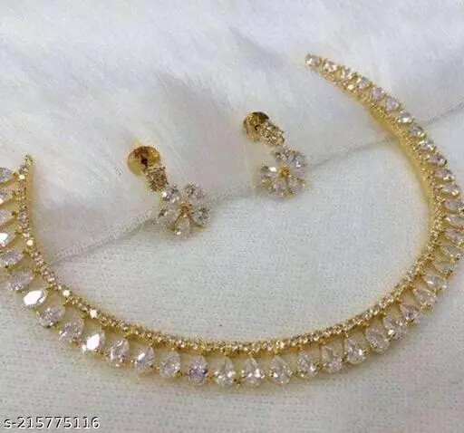 Indian Latest Design Alloy Gold-plated Necklace With Earring Set for Girls/Woman