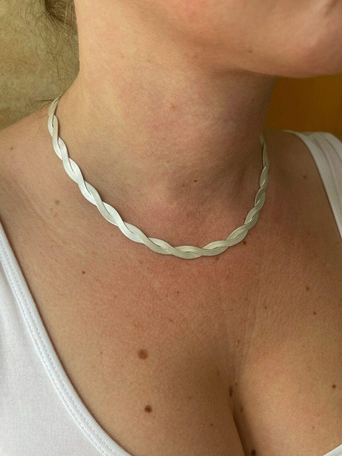 7mm Thick Solid 925 Silver Twisted Braided Herringbone Chain Necklace 16″ – 20″