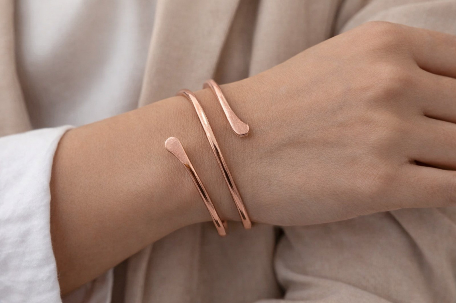 Minimal Open Copper Cuff Bracelet | Handmade Adjustable Copper Bangle