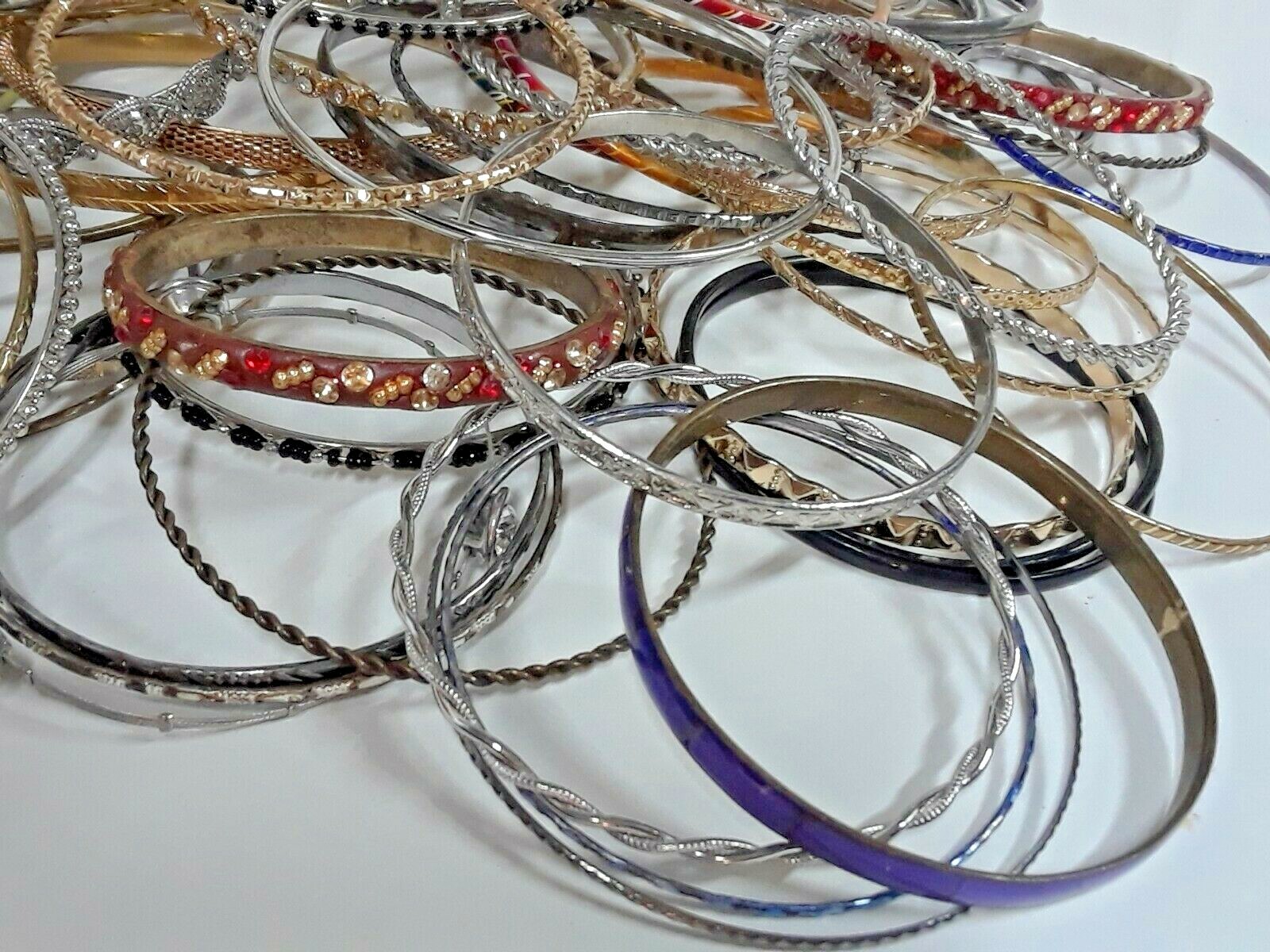 Bangle Bracelets. goldtone, silvertone, enamel, stones. Large lot. Adult size