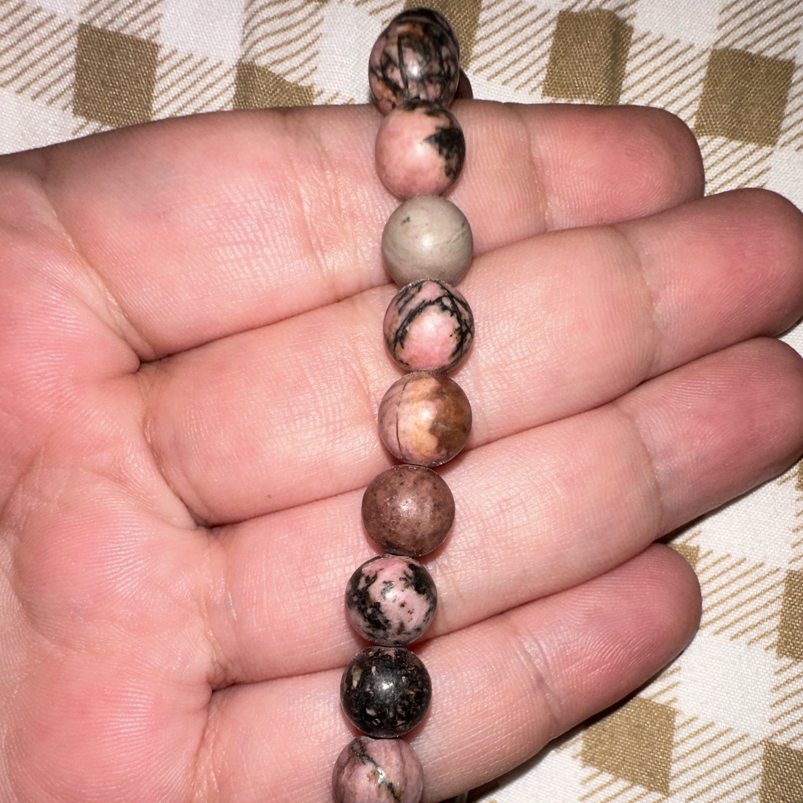 Multicolor Stone Beaded Stretch Bracelet Round Beads Mom Heart Dangle Charm
