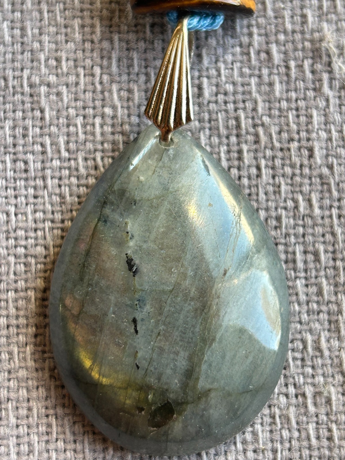Handcrafted adjustable Labradorite/Tigers Eye silk cord necklace/Pendant