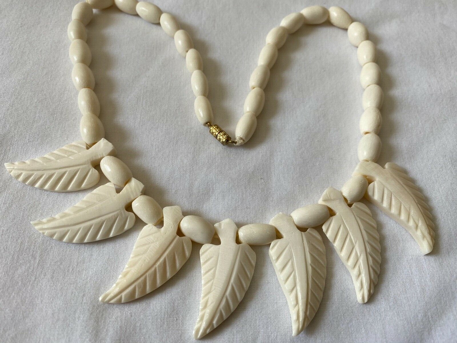 Egyptian Camel Tree Leaf Necklace Hand Carved Very Unique 18″
