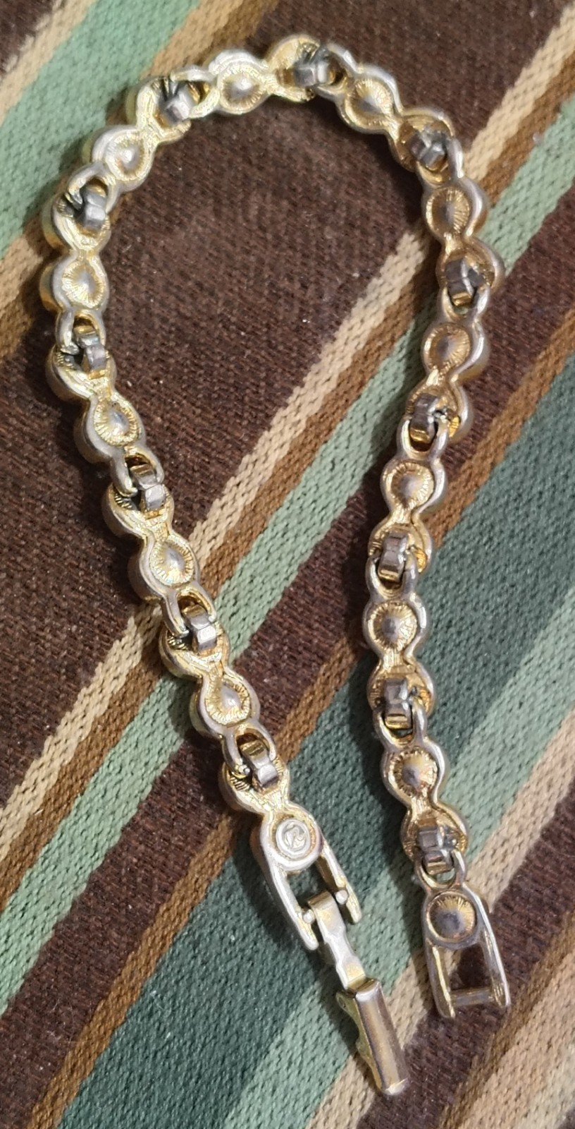 Swarovski Tennis Bracelet, Side Slide Clasp,Vintage, Gold Plated, Clear Crystals