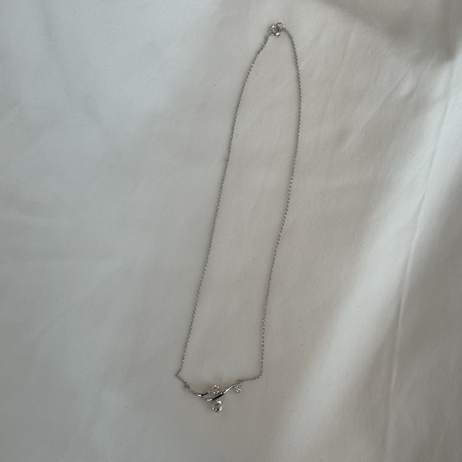925 Sterling Silver CZ Branch Necklace 18” Graduated Three Stone Pendant China