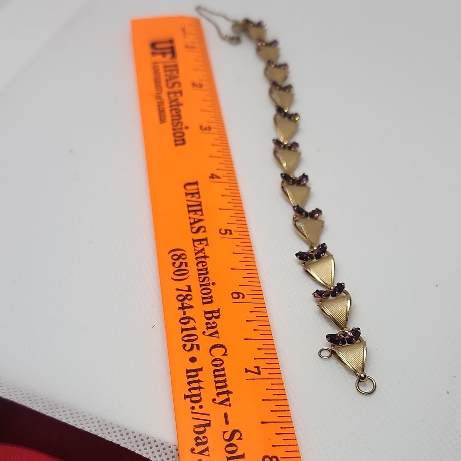 DCE 1/20 14KT Gold Filled Link Braclet W/ Amethyst Accents Lobster Clasp