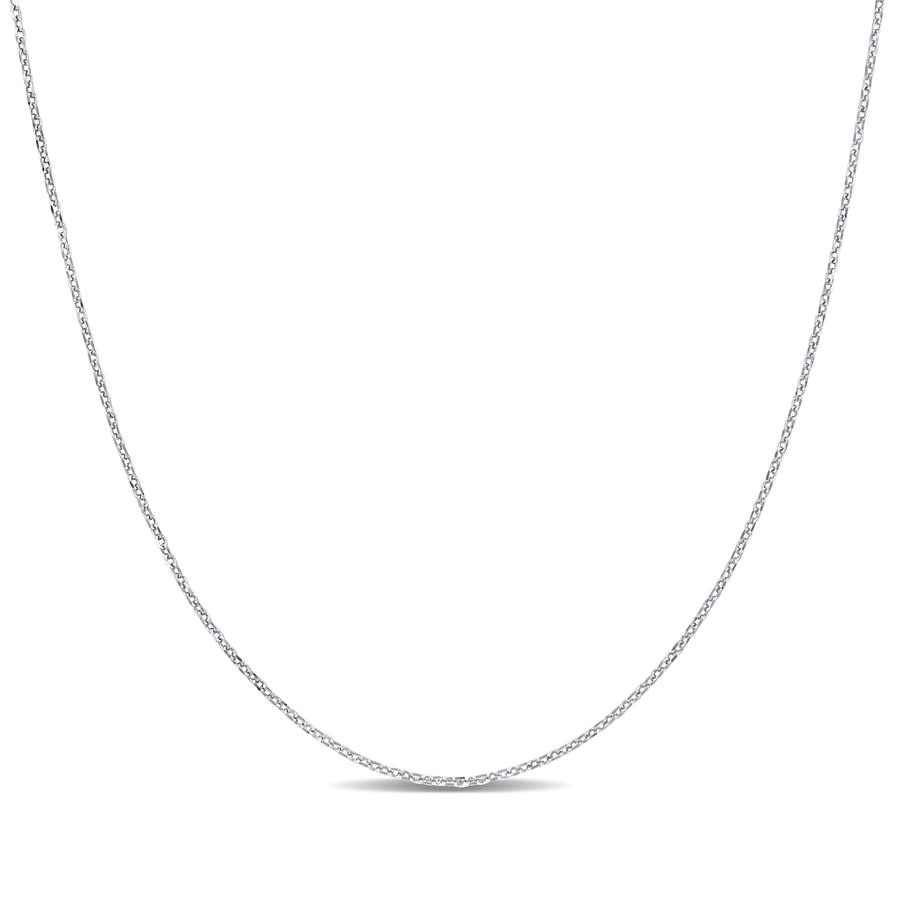 AMOUR 0.7mm Diamond-cut Cable Chain Necklace In 14K White Gold – 16 In