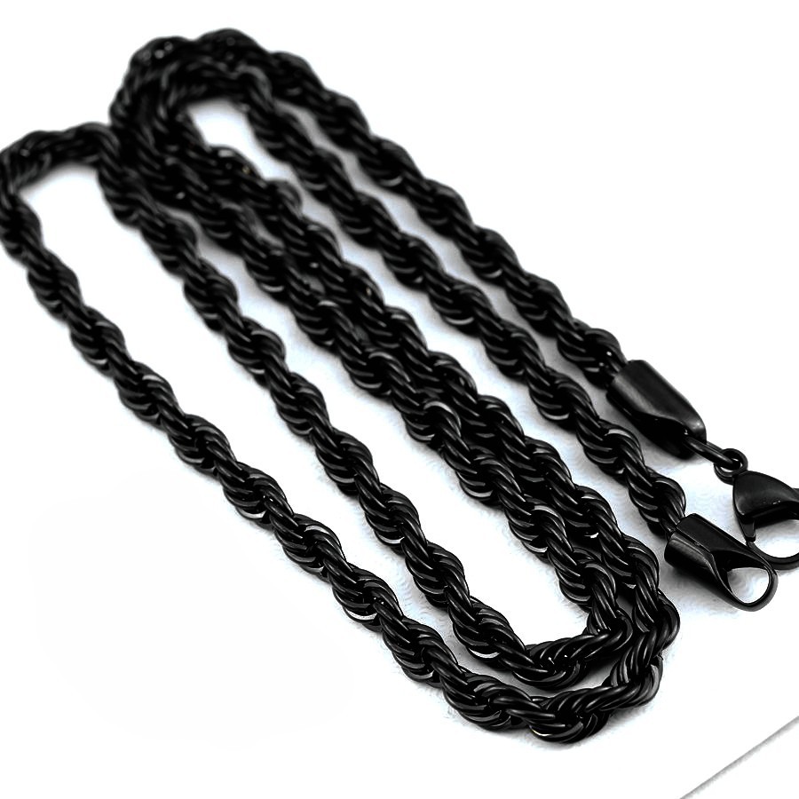 Men’s 24″ Stainless Steel Black,Rope Chain Necklace 84mm Solid CROSS Pendant*Box