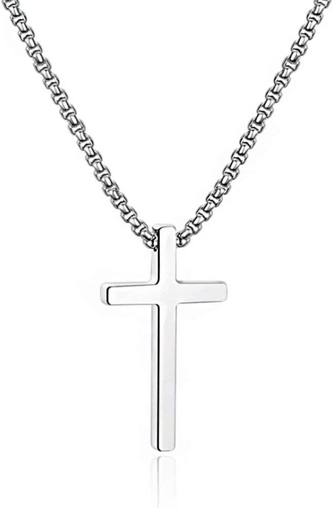 Stylish Cross Pendant Necklace for Men – Hypoallergenic Steel – 16 to 30 Inch