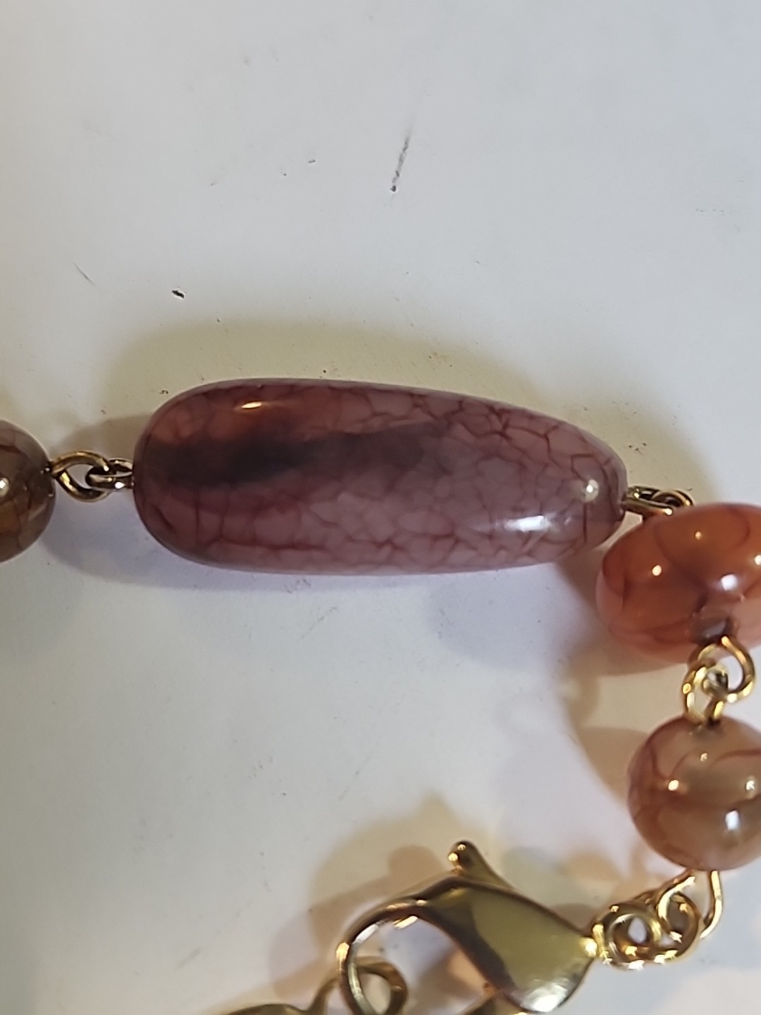 Liz Claiborne Necklace Beaded Neutral Colors Gold Tone 26″
