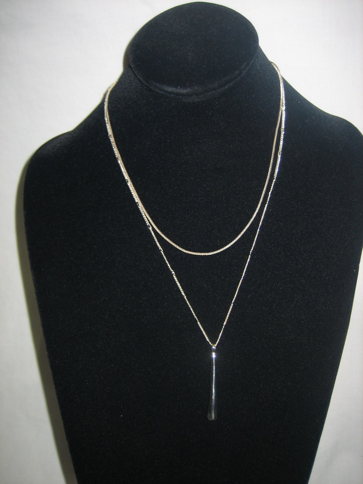 Jenny Bird Silver Tone Two Strand Teardrop Pendant 18″ Necklace