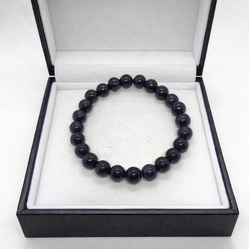 Blue Sunsitara Bracelet Sparkling Midnight Beads, Minimal Daily Wear Gift