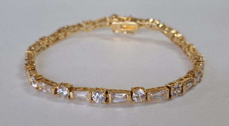 Estate Jewelry CZ Ladies Tennis Bracelet .925 Sterling Silver 7″