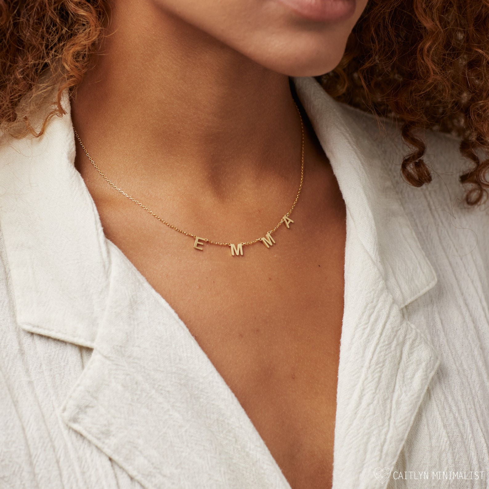 Minimalist Custom Letter Name Charm Necklace Personalized Birthday Gift NM54F77