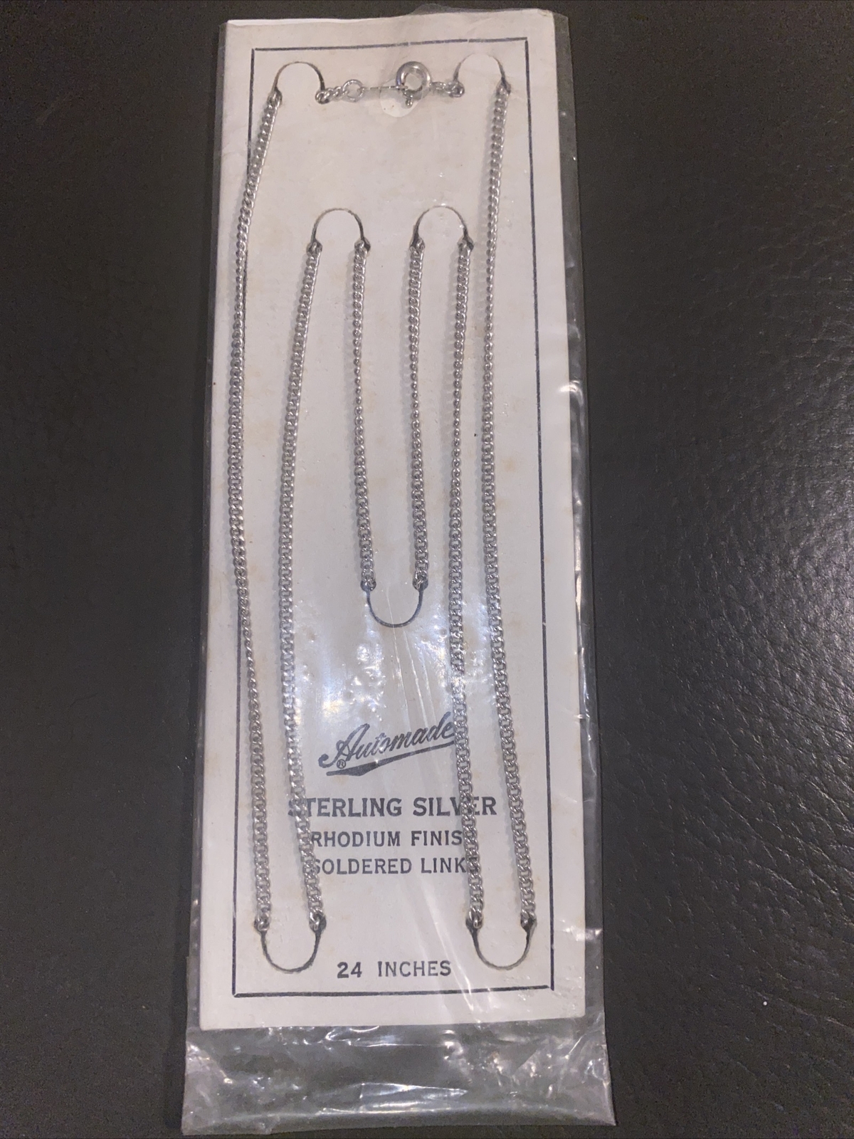 NEW Sterling Silver Rhodium Finish 24” Link Chain