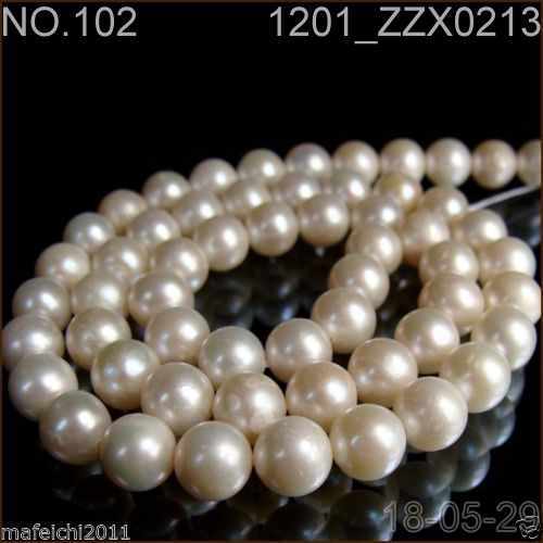 AAAA+ 9-10mm Near Round genuine white freshwater Pearl loose beads strand 15″