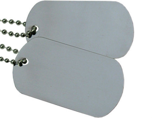Military Spec. Army Blank Matte Dog Tag Set w/ Stainless Steel Ball Chains
