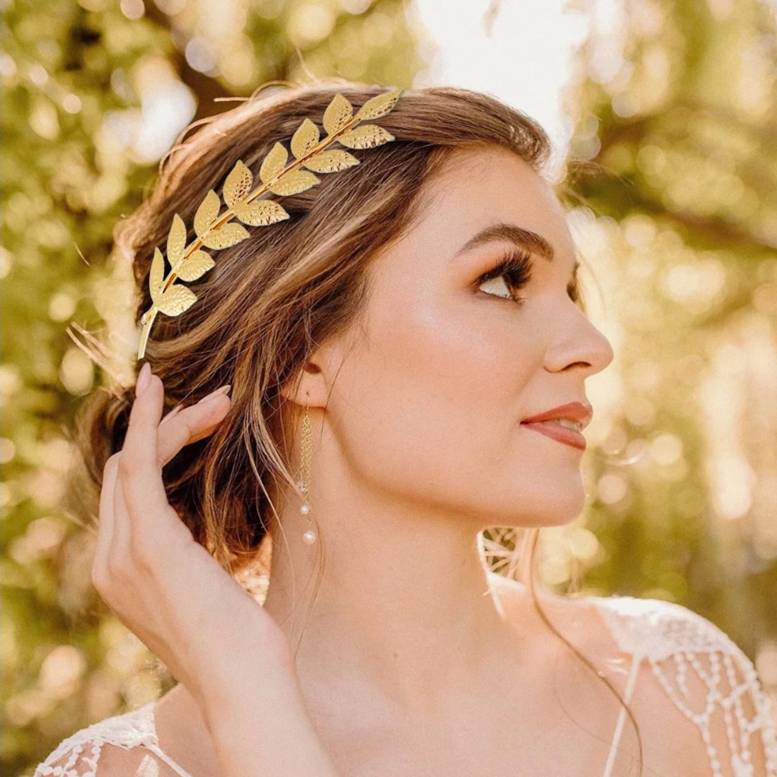 3 Pcs Gold Color Leaf Headbands Baroque Vintage Golden Olive Medium,