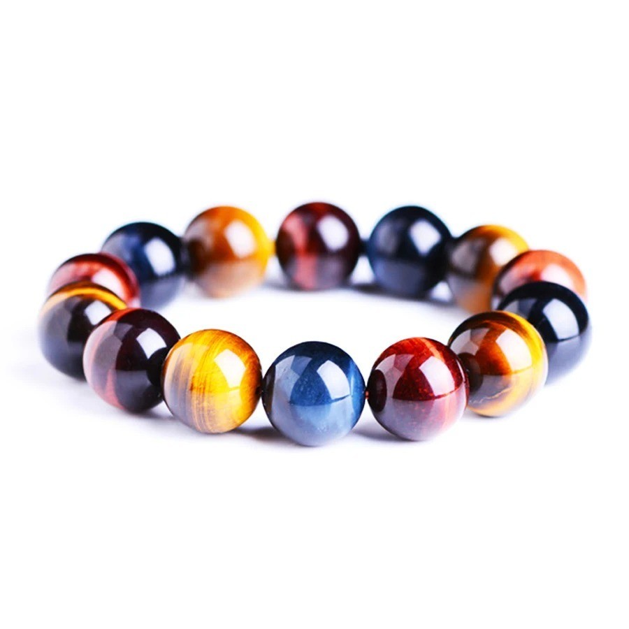 8mm Multicolor Tiger Eye Bracelet Healing Reiki Gift Unisex Jewelry Good Luck US