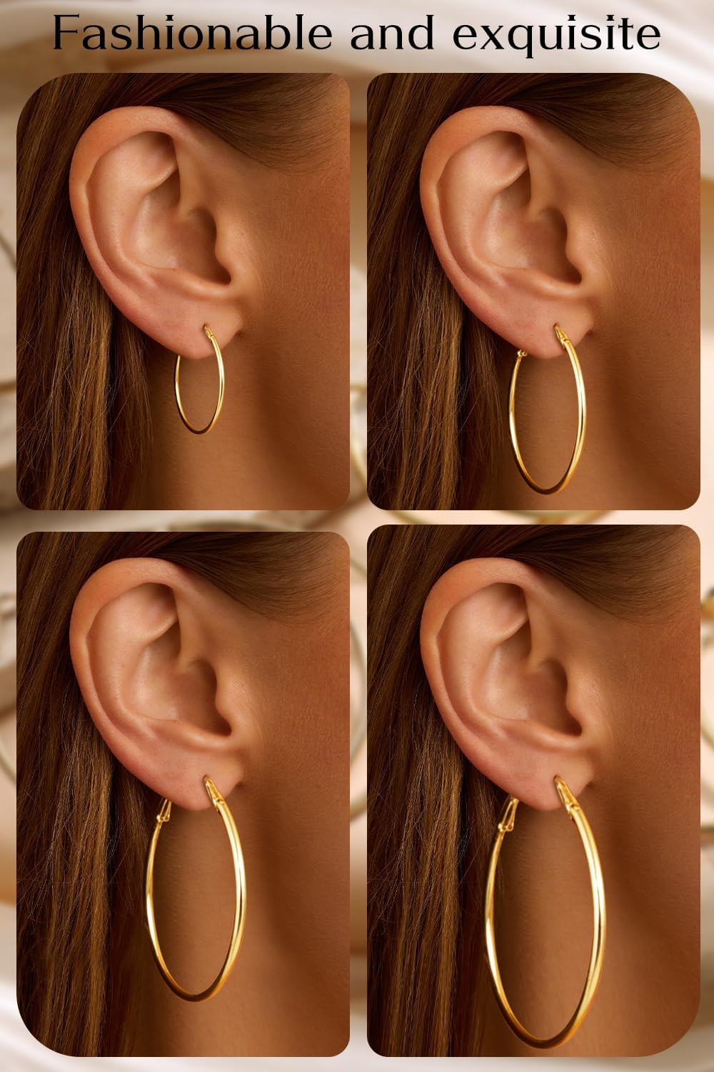 4/6 Pairs Gold Silver Hoop Earrings for Women 14K Gold Plated Hypoallergenic 2Mm