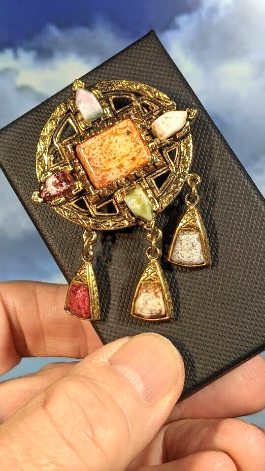 Vintage Celtic Knotwork Dangle Brooch, in Gift Box. 62mm x 45mm