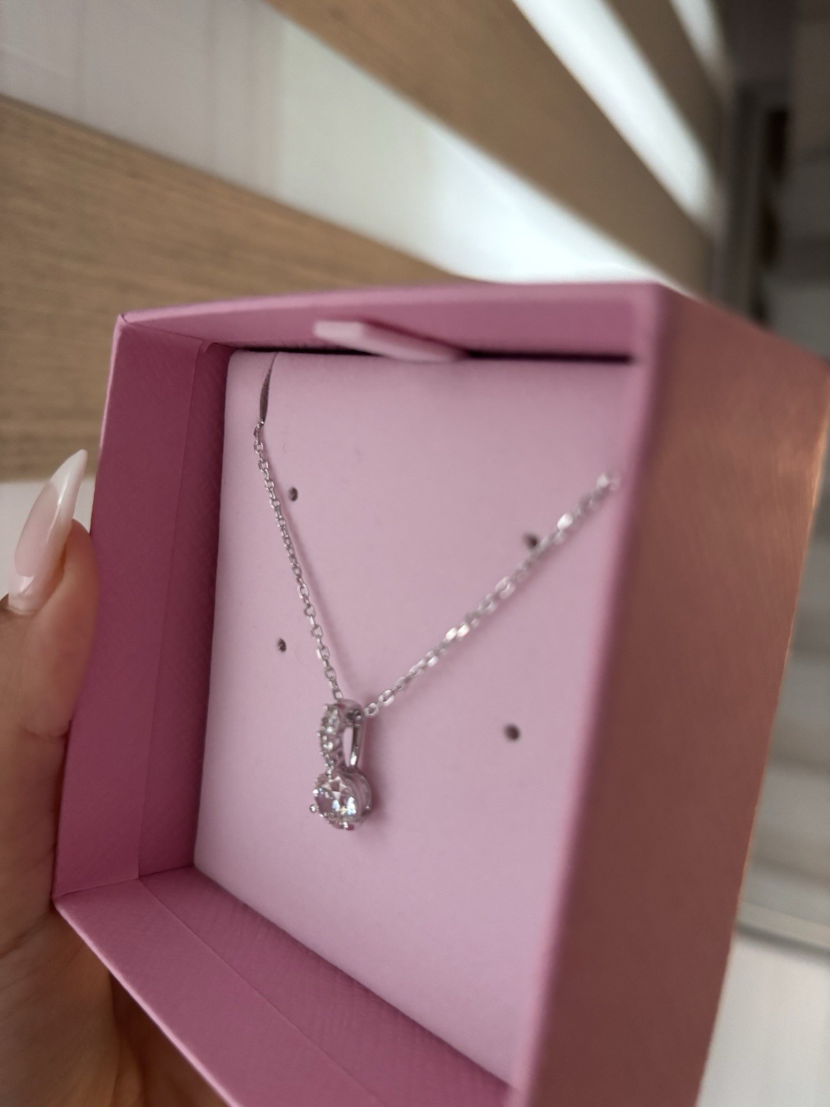 Swarovski Silver-Tone Clear Crystal Round Halo Charm Pendant Chain Necklace
