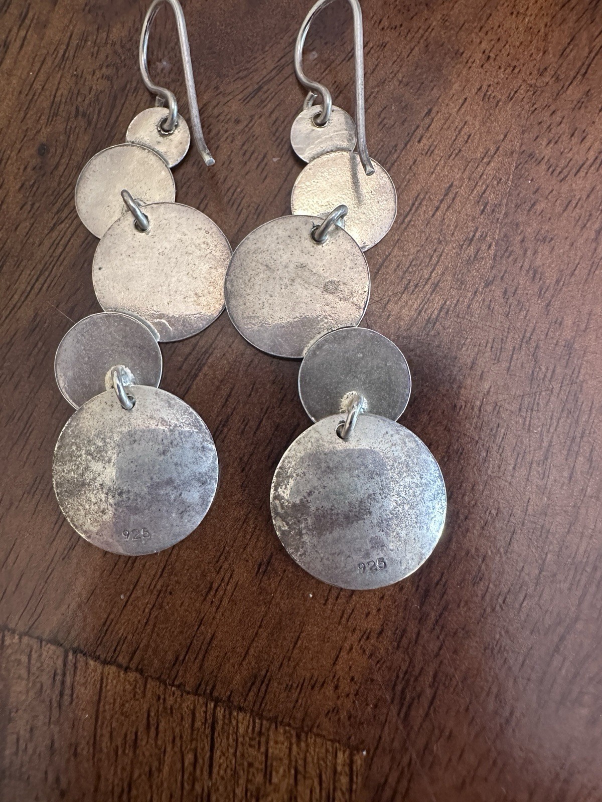 Four Circle Drop Earrings Silver Fun Dressy Casual Everyday