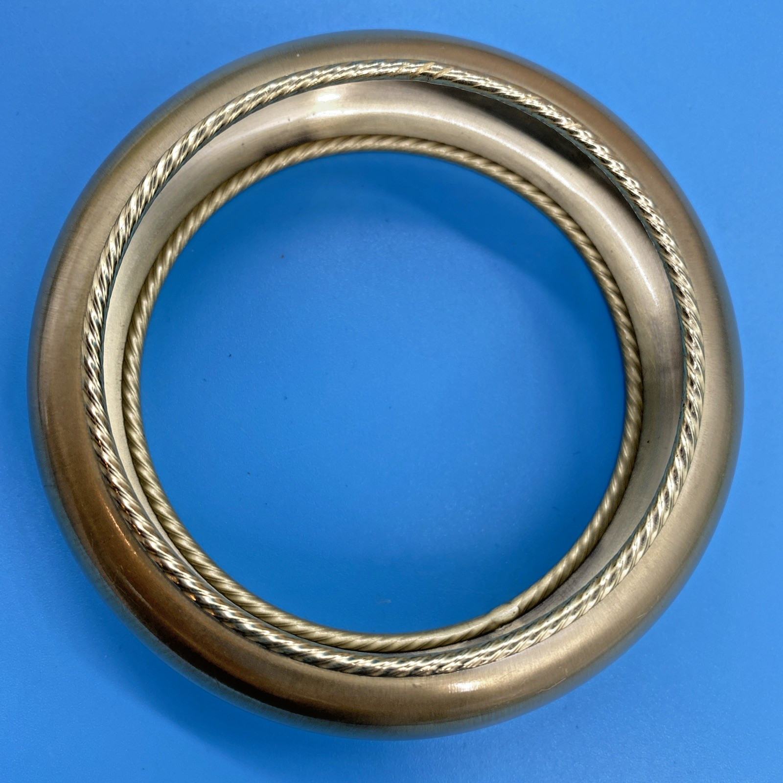 Matte Gold-Tone Bangle Stamped Itaor Italy 2.75” Opening .85″ Tall Outside Dia