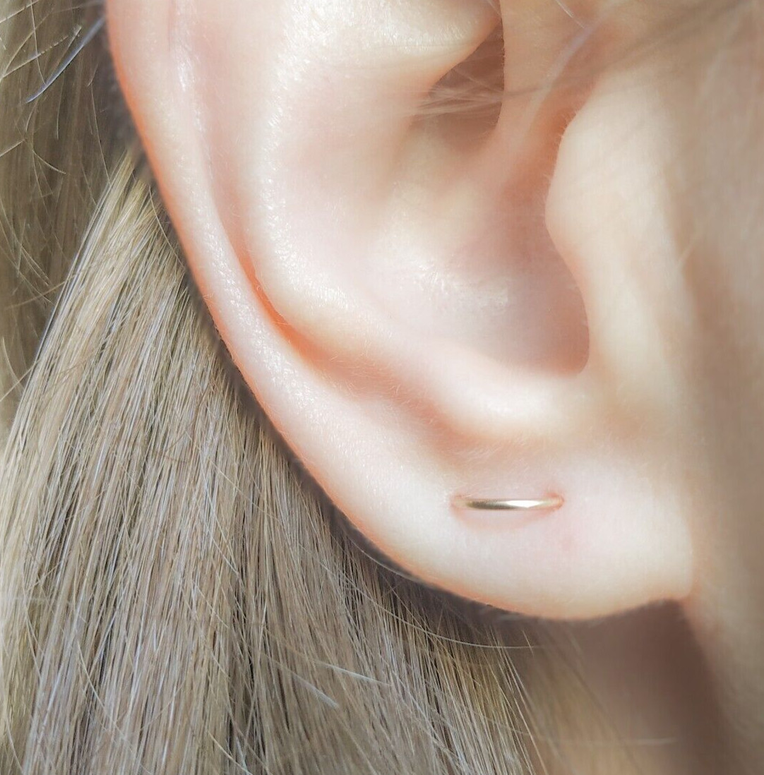 Round Double Piercing U Earring Multiple Lobe Stud Two Hole Earring Arch Orbital