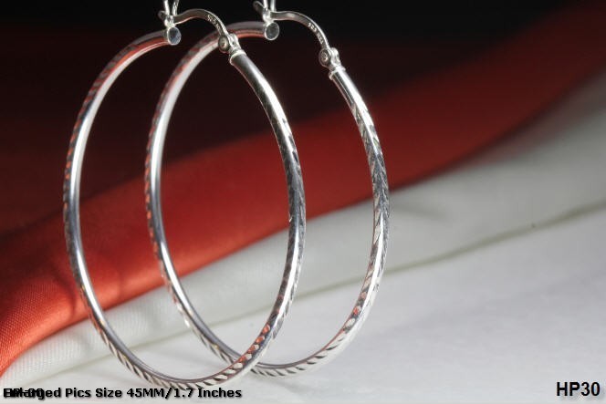 45MM BRAND NEW STERLING SILVER 925 LIGHT WEIGHT FACETED BEAUTIFUL HOOP EARRINGS
