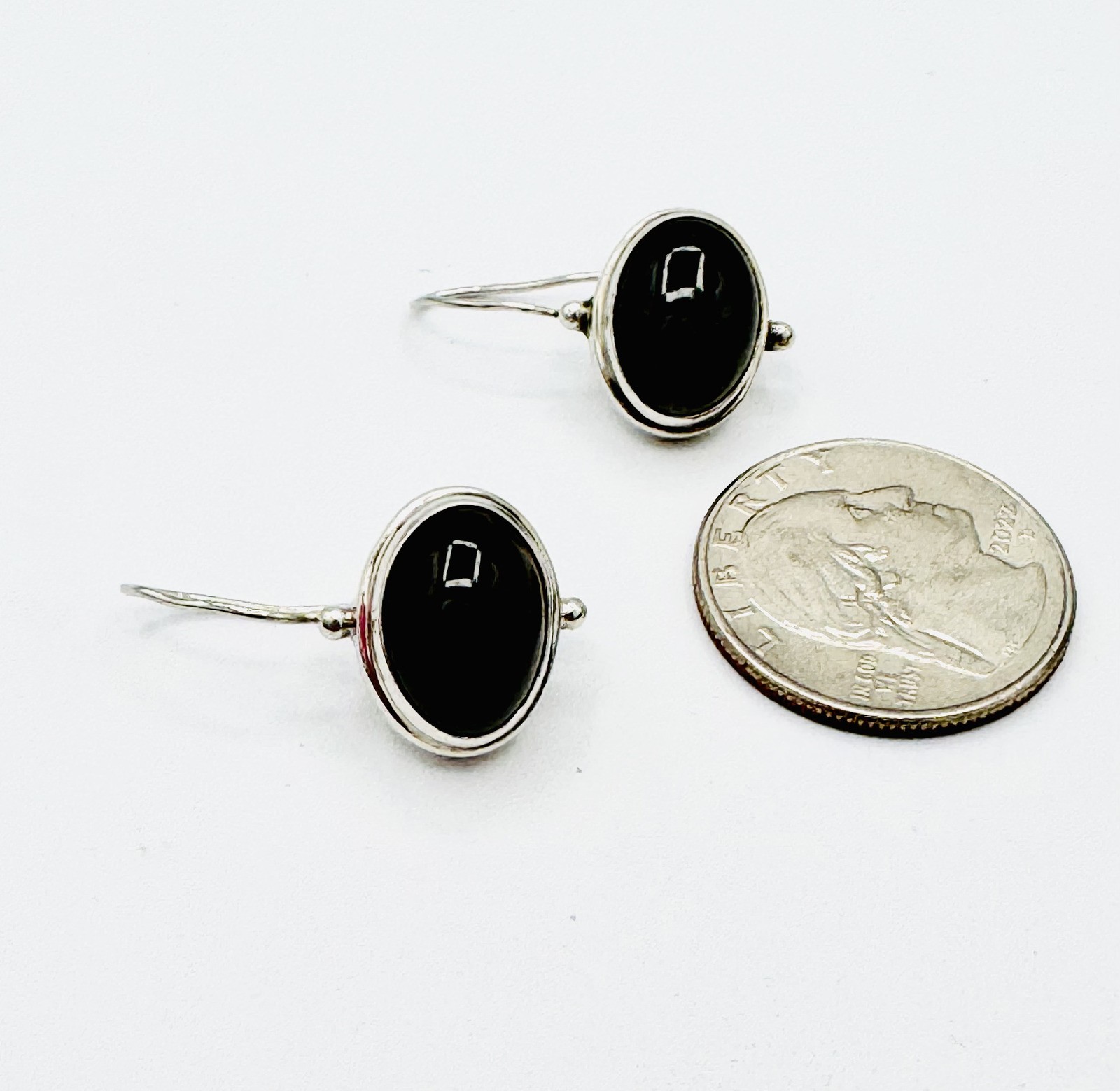 Sterling silver dark gray moonstone earring