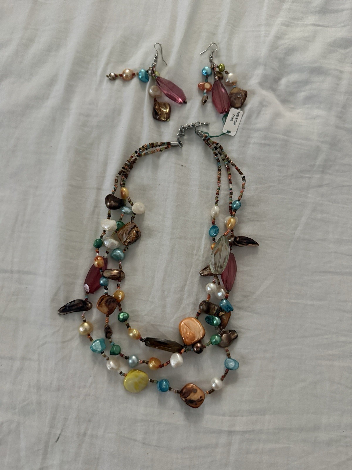 Palm Beach Jewelry Colorful Multi-strand Beaded Necklace And Earrings Set #46691