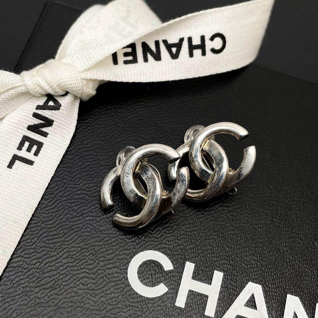 Chanel Coco Mark Earrings 01P Silver Twist Icon Coco Women’s Jewelry Accessories