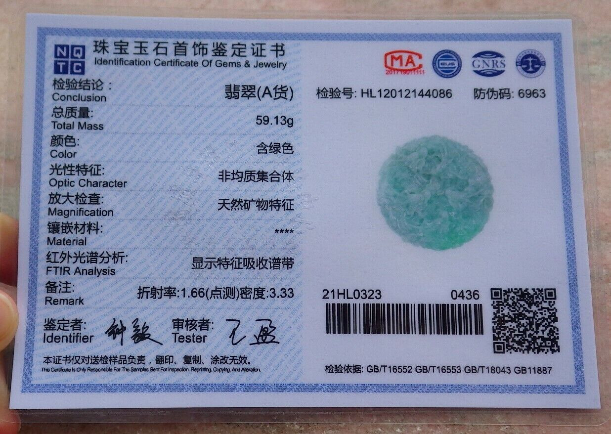 Video Certified Green Natural A JADE Jadeite Pendant 9 Dragon Circle 九龙 406982