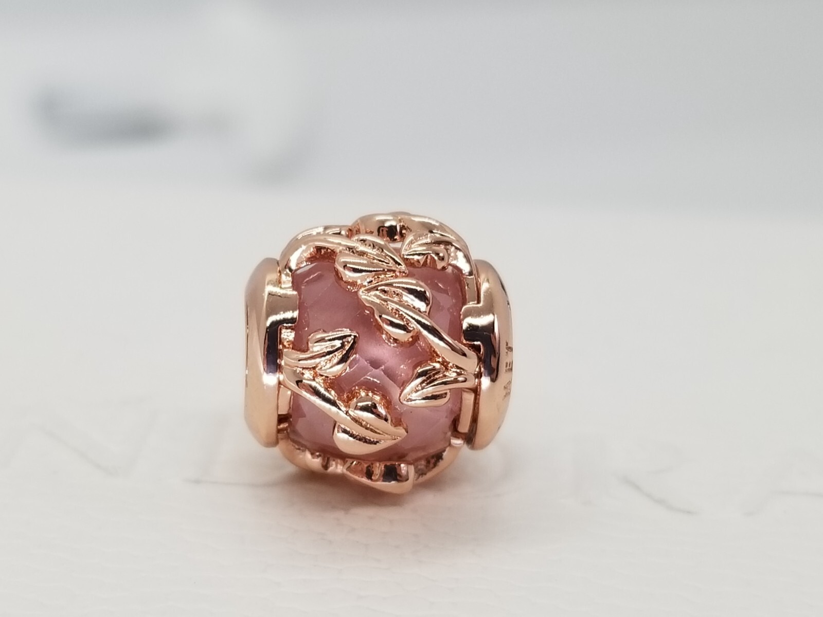 Authentic Pandora moments Rose gold Pink Decorative Leaves Charm