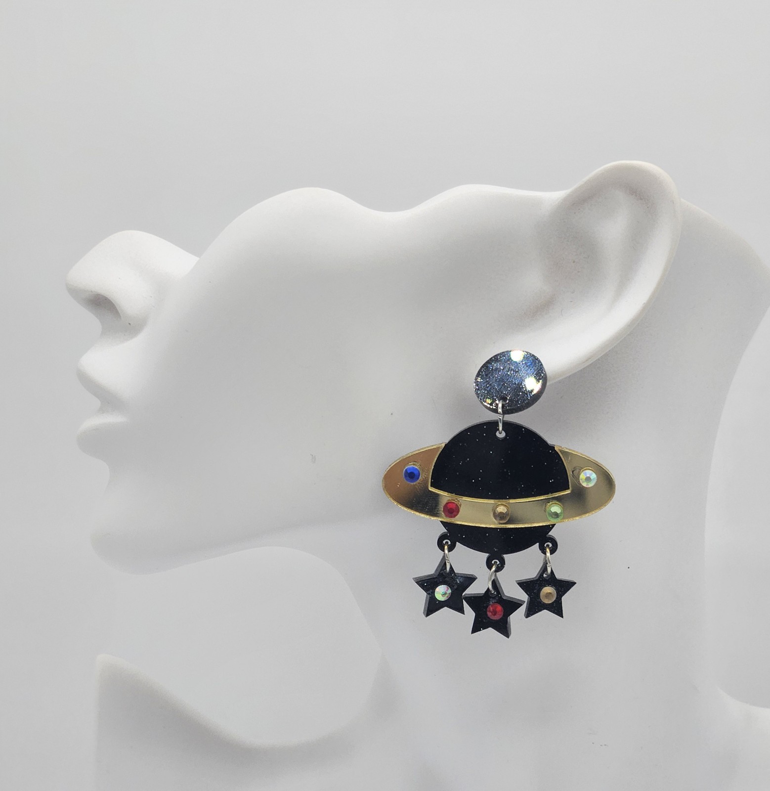 Women’s Fashion Novelty Jewelry Planet Saturn Stars Earrings RE