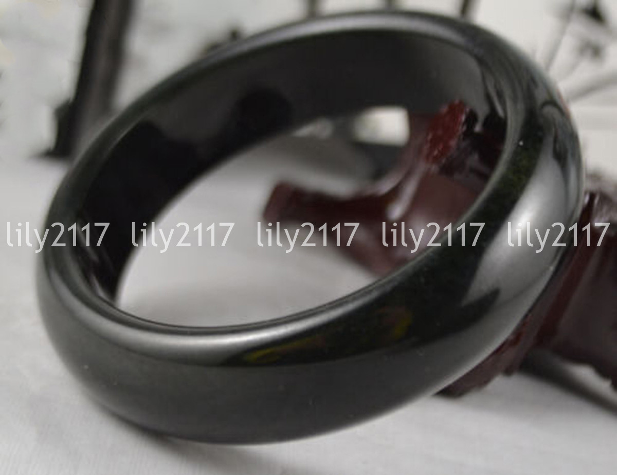 Natural Black Hetian Nephrite Jade Gemstone Bangle Bracelet 56-62mm Jewelry