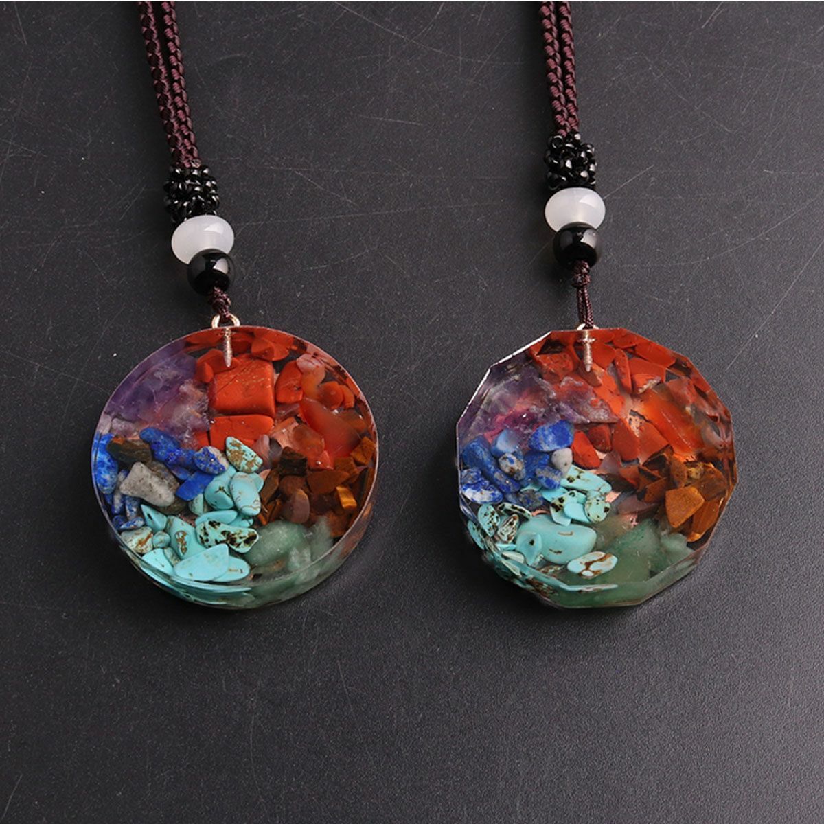 7 Chakra Natural Stone Energy Pendant Necklace Yoga Reiki Healing Amulet Choker