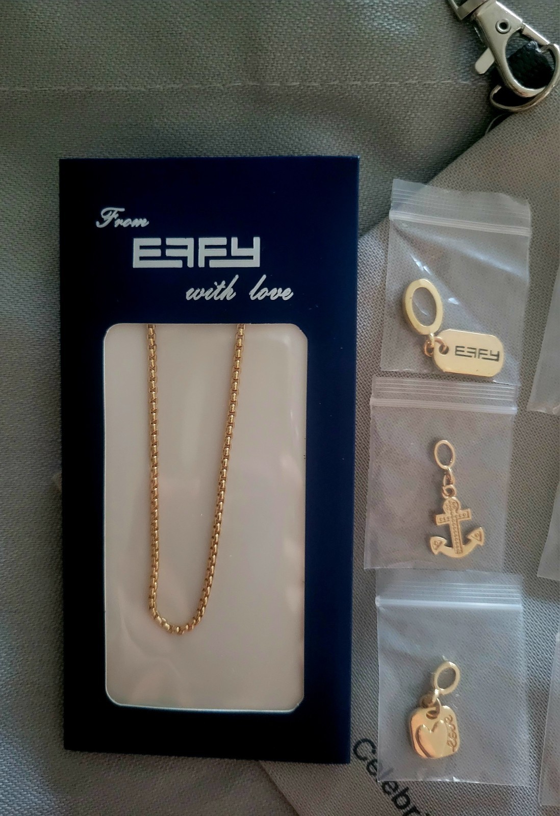 Effy Royal Necklace + 5 Charms + BONUS Large Celebrity Tote Bag Cruise Jewelry