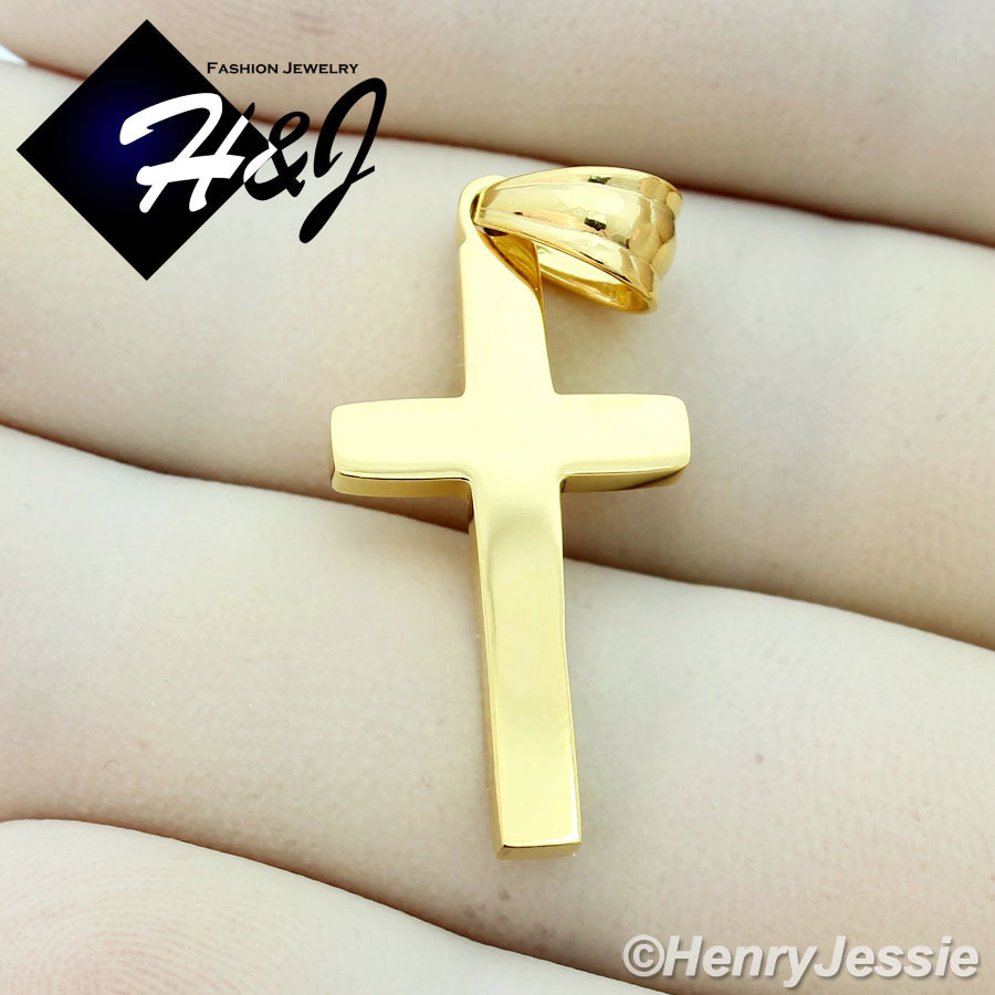 MEN WOMEN Stainless Steel Gold Plated Small Simple Plain Cross Pendant*GP67