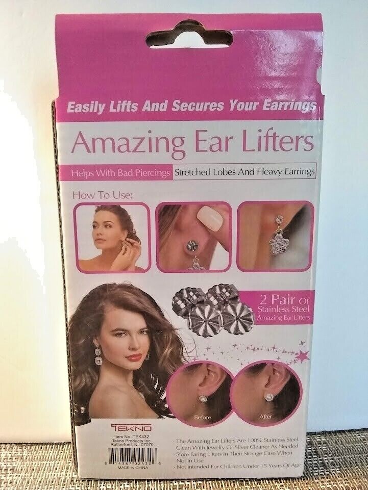 Amazing Ear Lifters 2 Pairs Stainless Steel Includes Storage Case