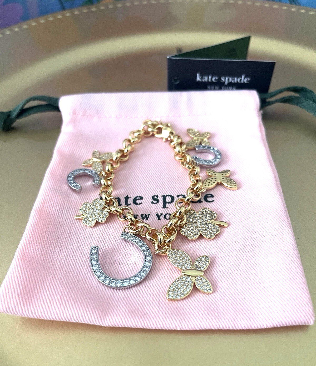 Kate Spade New York Lucky Charm Bracelet Crystal-Embellished GoodLuck Motifs NEW