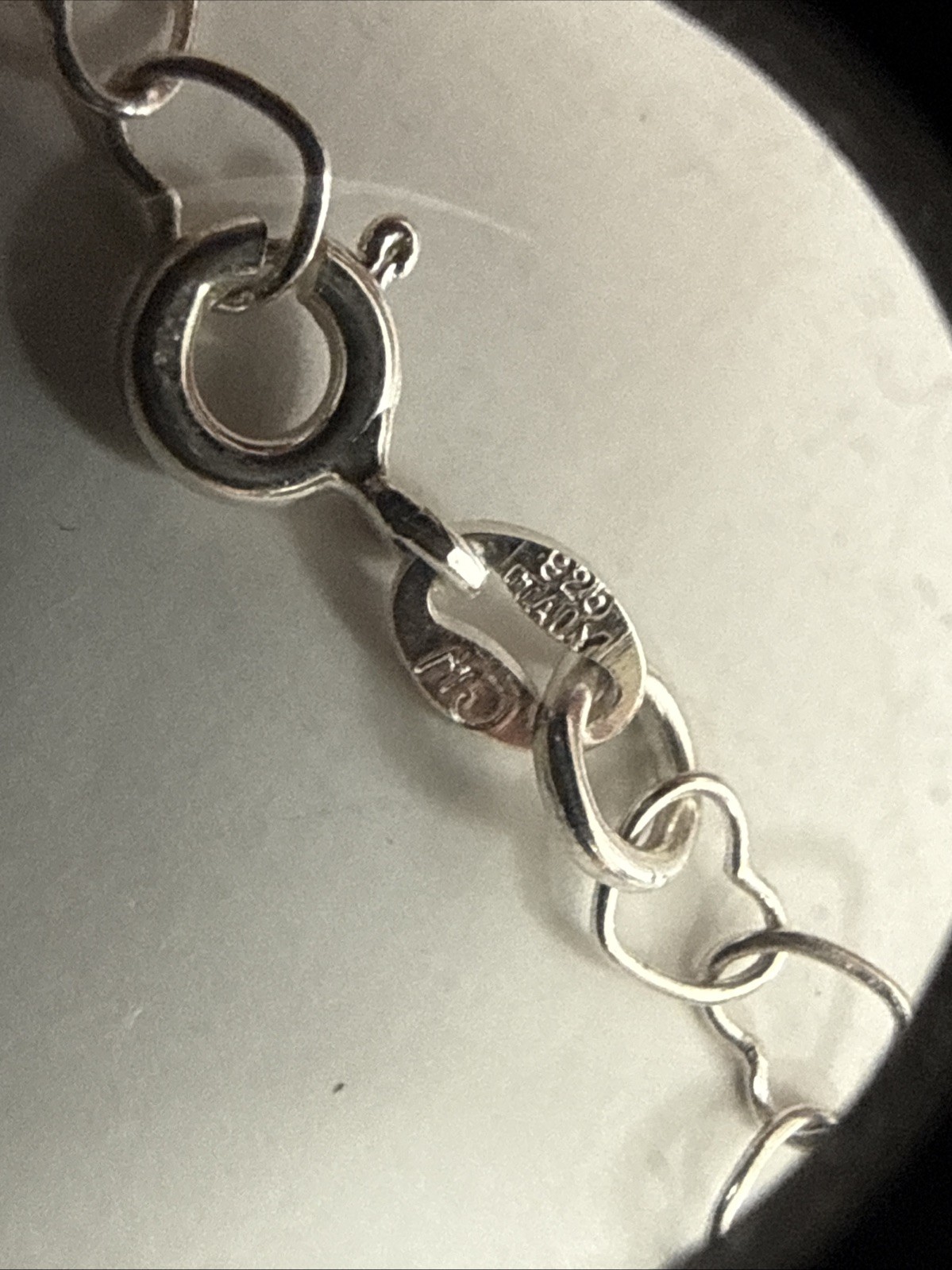 Solid 925 Sterling Silver Paperclip Heart Link Chain Necklace Italy 18”
