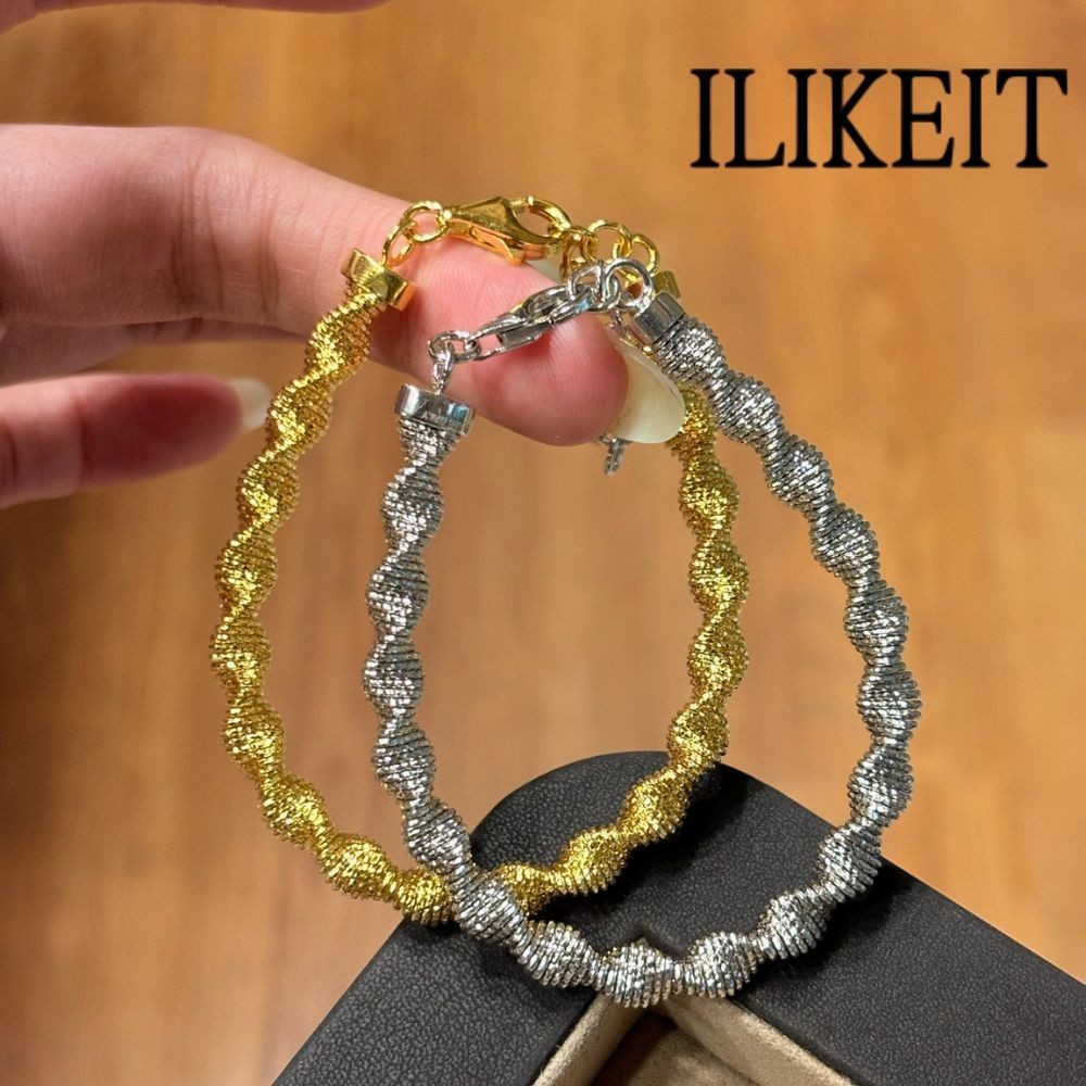 Italian Imported Twisted Wave Bracelet Set Gold & Silver Tone Textured Jewelry
