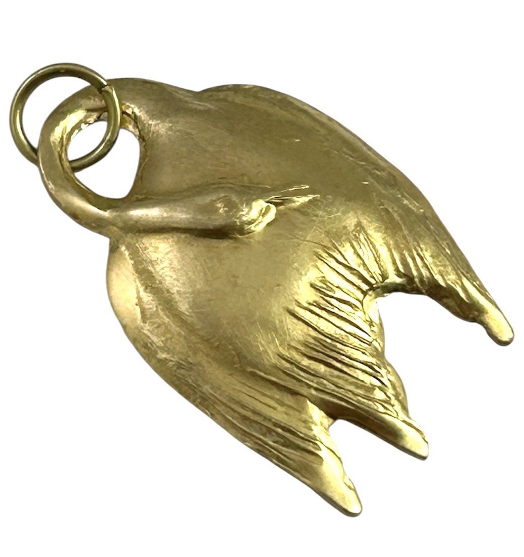 Swan Charm Necklace Pendant Elegant Brass Metal Stamping Bird Goose Jewelry