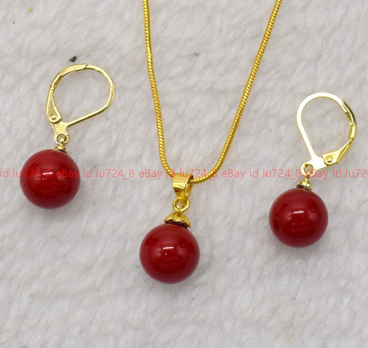 Beautiful Multicolor Shell Pearl Round Beads Pendant Necklace Earrings Set 17″