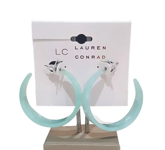 LC Lauren Conrad Women’s Stylish Green Acrylic Hoop Earrings NWT