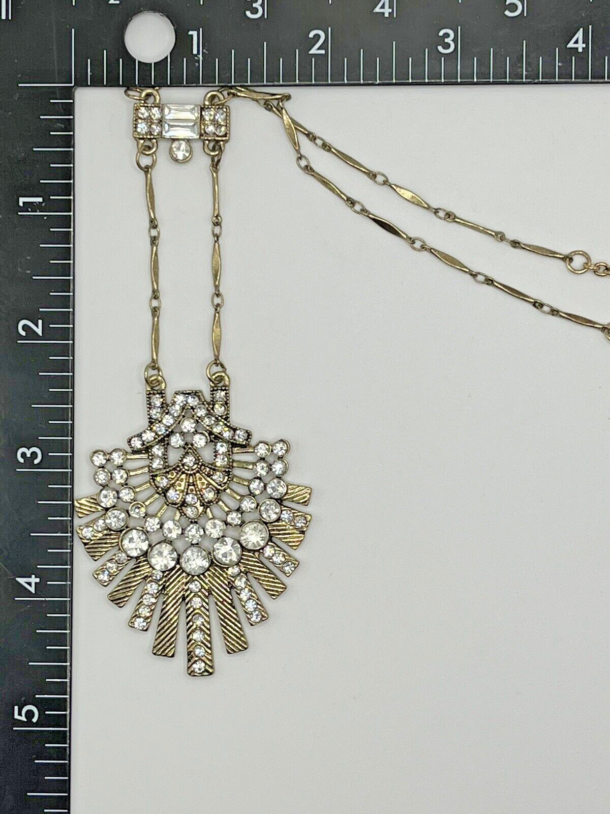 Spring Street Gold Tone Rhinestone Statement 36 inch Necklace