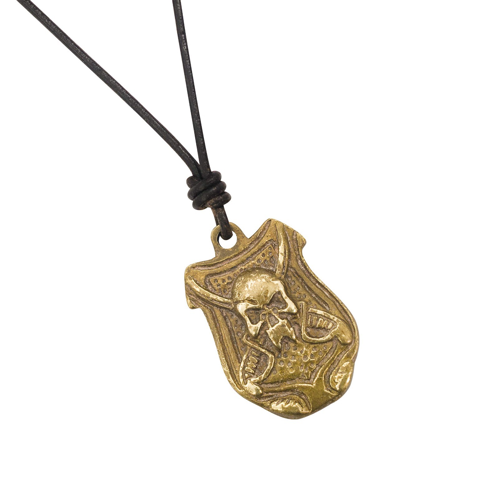 Medieval Pirate Pendant Adjustable Necklace with Black Leather Cord